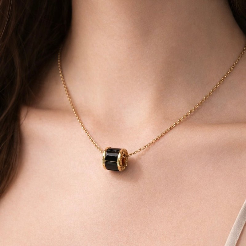 OBSCURA - Bolt Necklace in 18K Gold Plated Steel with Zircons