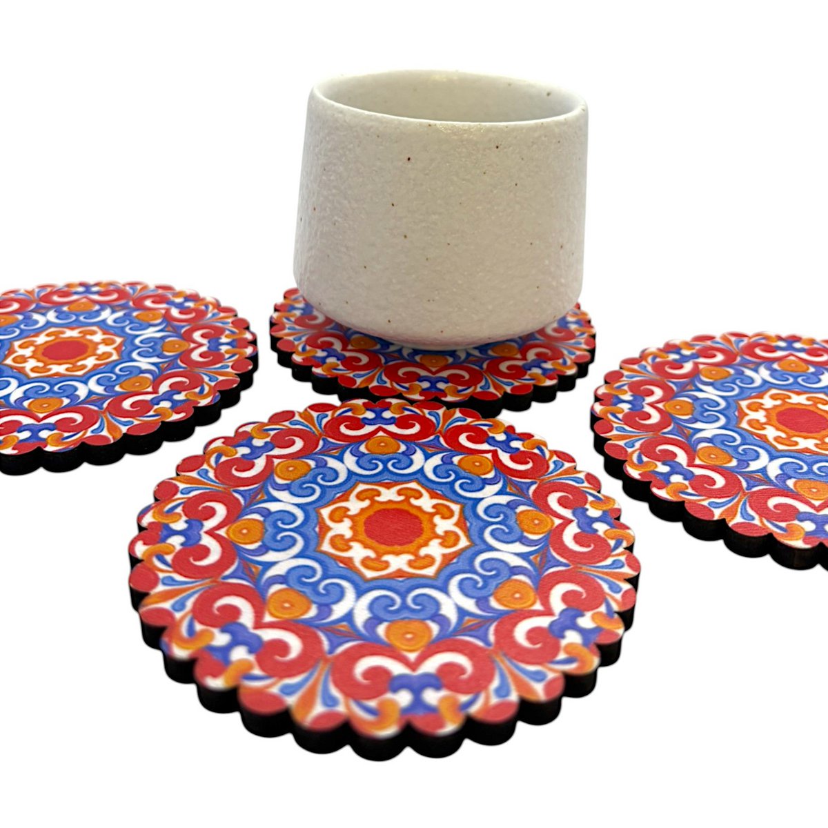 Montaña rusa de madera - 6 set - flor de loto - 9 cm