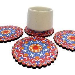 Montaña rusa de madera - 6 set - flor de loto - 9 cm