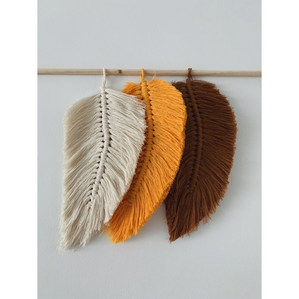 Decoración de pared macramé Pluma Blanco