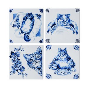 Coasters lazy cat set of 4