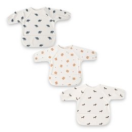 Baby bibs with sleeves, animal prints: elephant, bear, dog, waterproof feeding bibs.