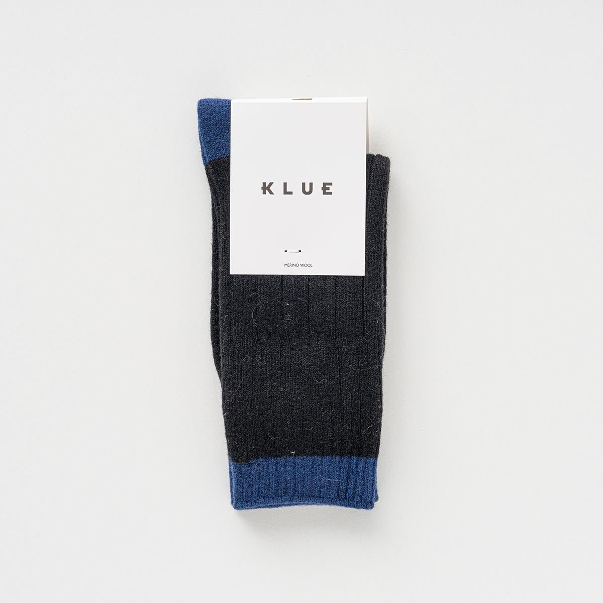 KLUE Merinowollen sokken met banden | Zwart en blauw