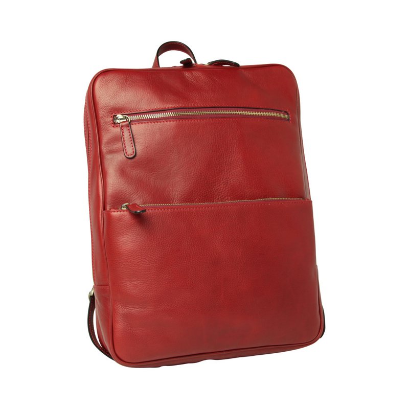 Leather backpack with backside troller strap- Brown