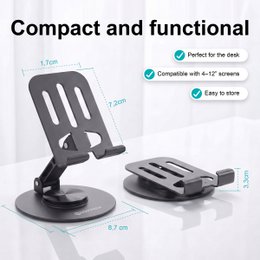 NOVOTECK Z-093 Soporte Giratorio Plegable para Teléfono – Soporte Metálico Ajustable 360° para Smartphones y Tabletas