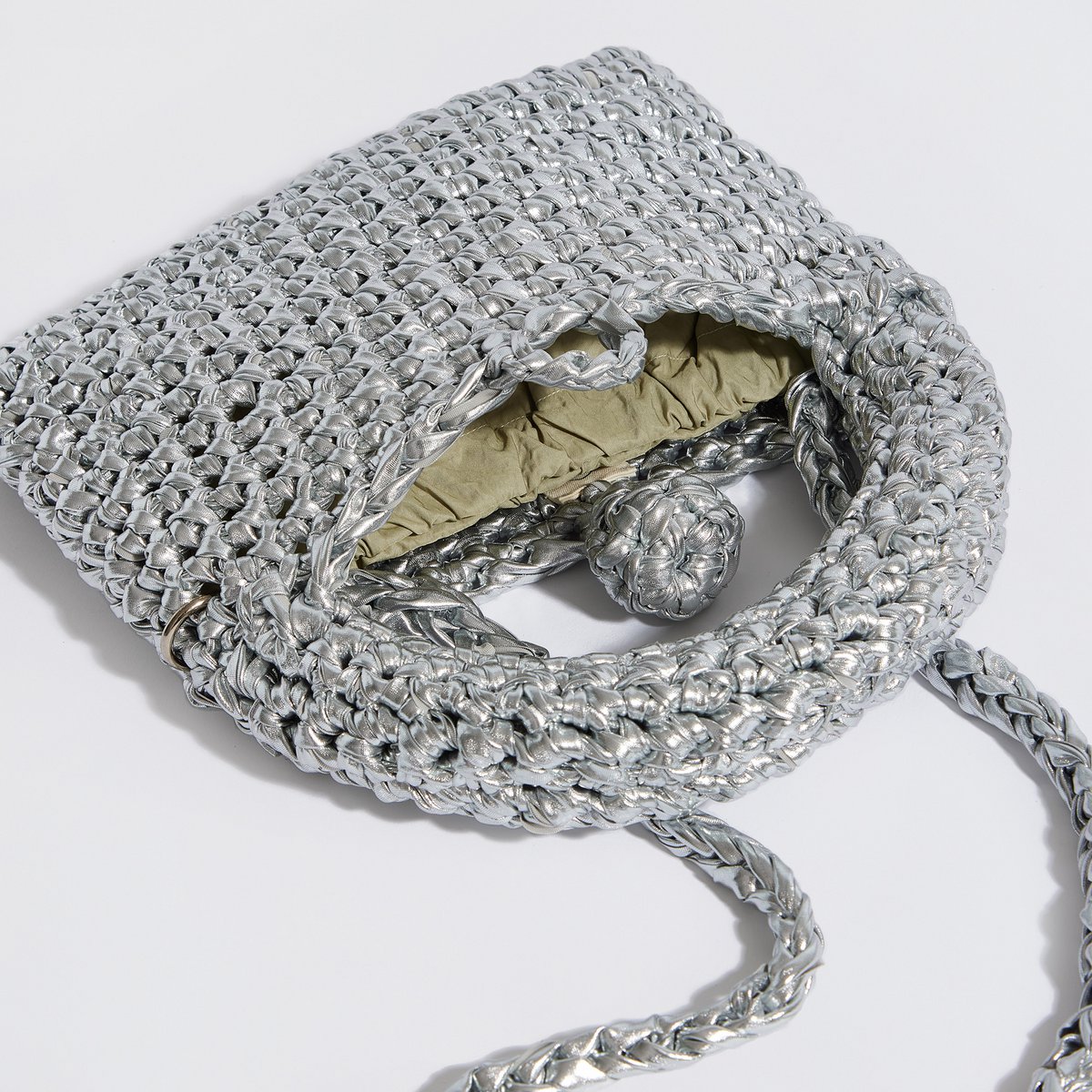 Sac à main au crochet « Kalliopi Metallics » avec bandoulière supplémentaire argent