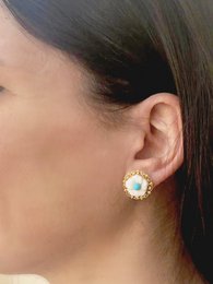 Bloemblaadjes oorbellen met turquoise