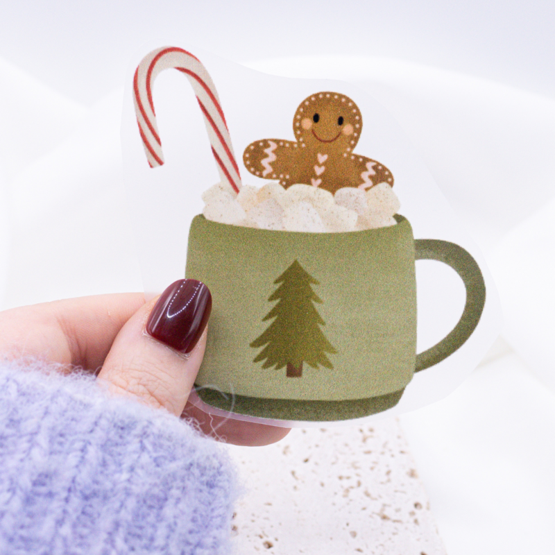 Parche termoadhesivo Parche de chocolate caliente de pan de jengibre Navidad - Camisa de regalo Decorar parche termoadhesivo - Camisa navideña