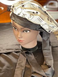 Mama Theresa's Satin Sleeping Cap per Afro -Locken - Polka Dot Bogolan Print