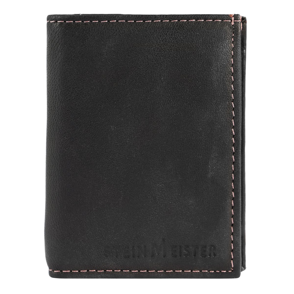 Stone Master Mini Money Exchange realizzato in vera pelle, formato di ritratto, nero/rosa