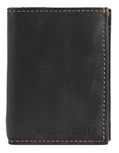Stone master mini money exchange made of real leather, portrait format, black/pink