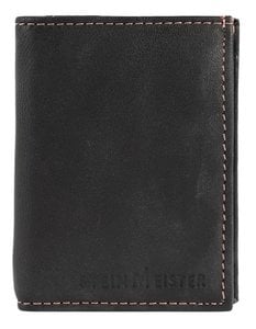 Stone master mini money exchange made of real leather, portrait format, black/pink