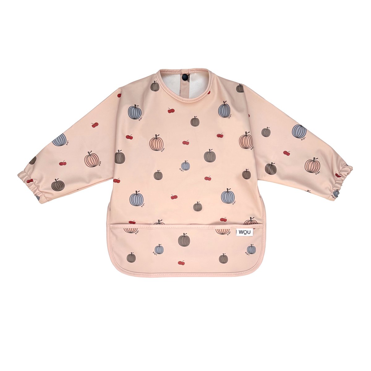 WOU - Babero bebé con manga babero impermeable con bolsillo recogedor en color rosa