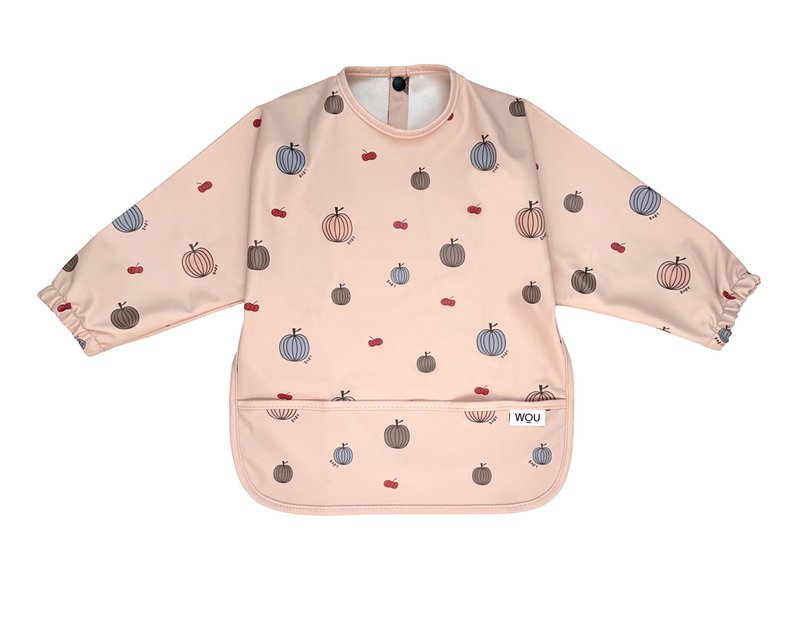 WOU - Baby bib sleeve bib waterproof with collection pocket in pink
