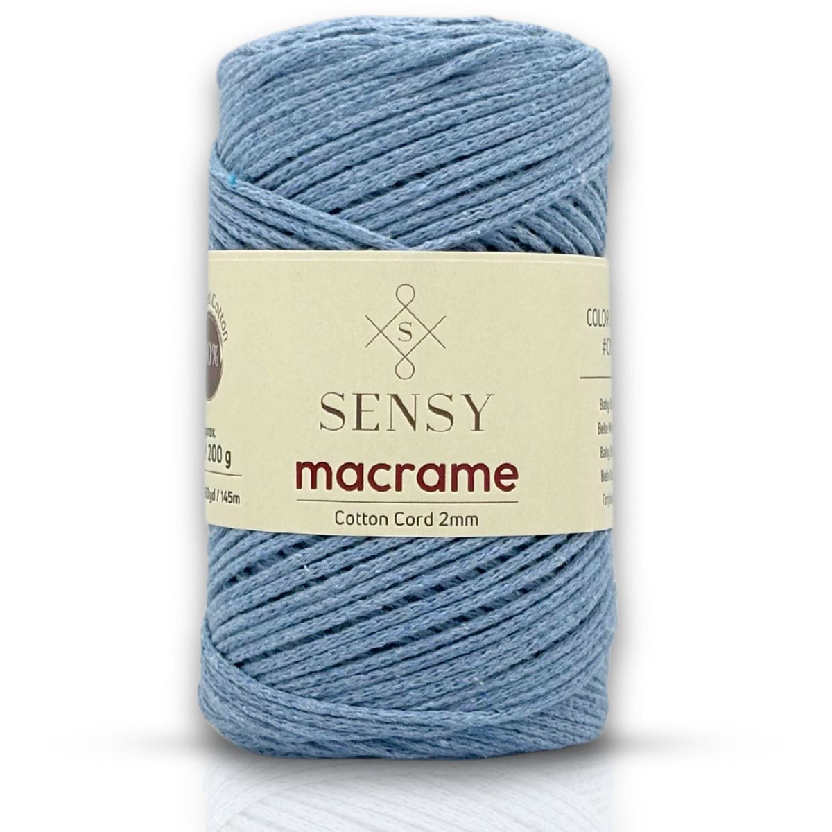 Sensy Premium 2 mm - 160 yards 100 % genanvendt bomuldsmacrame-ledning