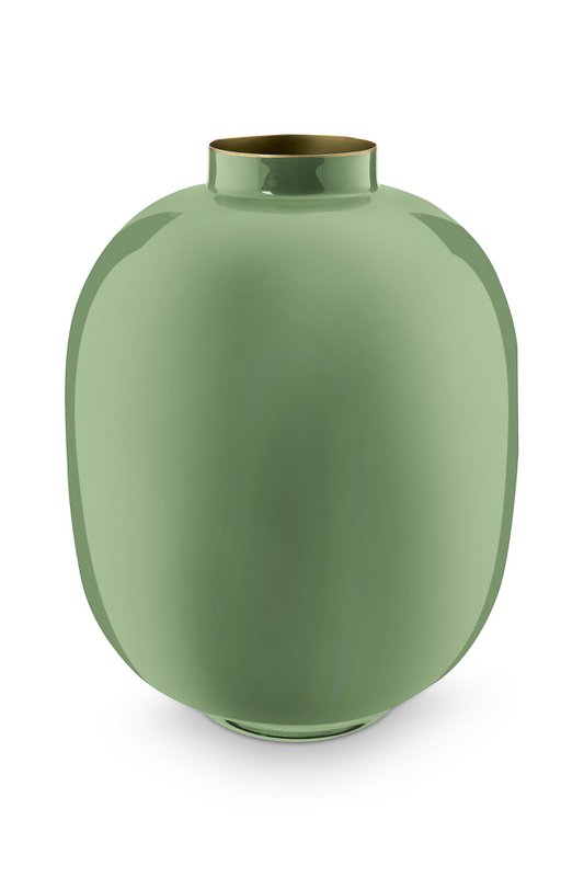 Vase Metal Mid Green 32cm