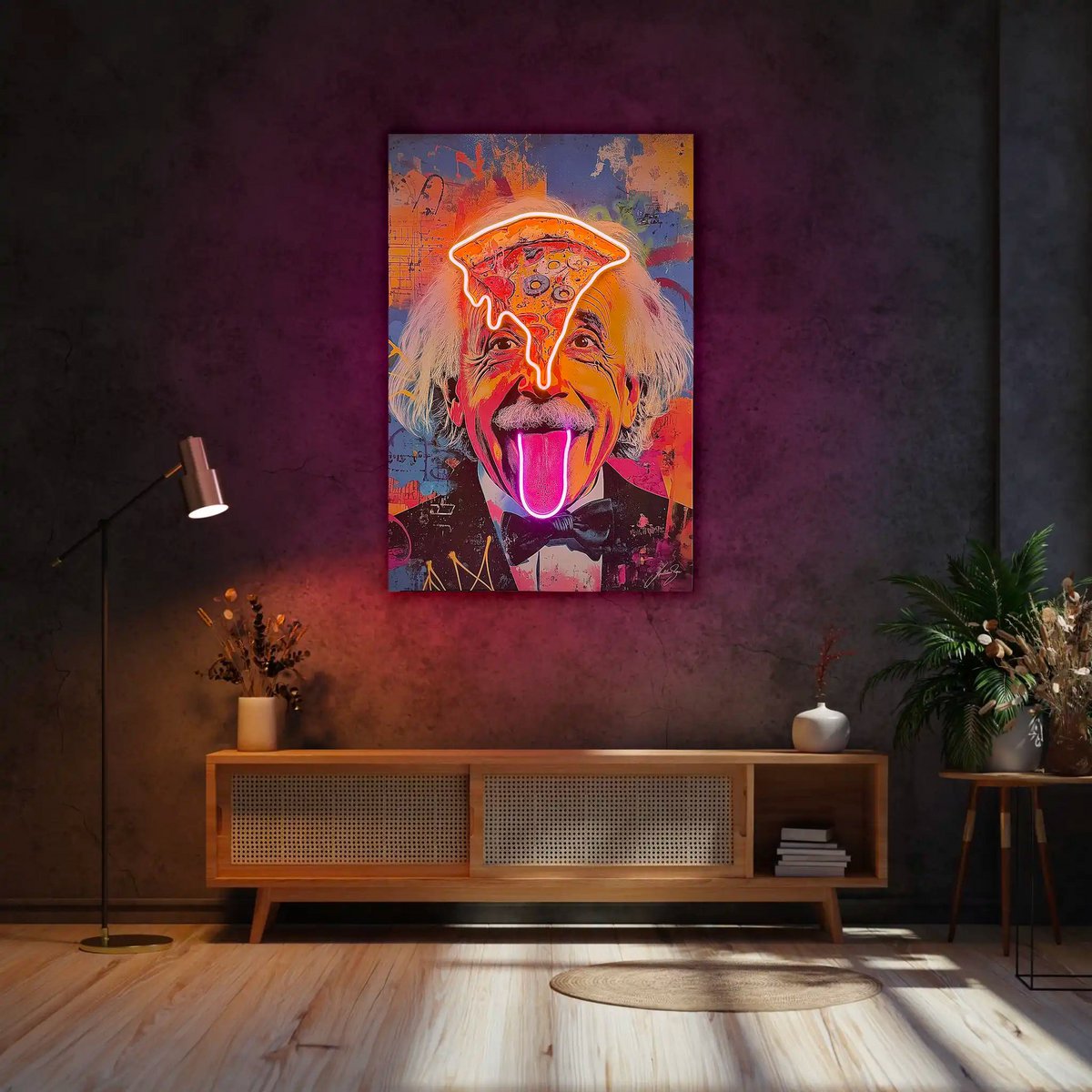 Einstein Pizza Pop | Arte de pared LED