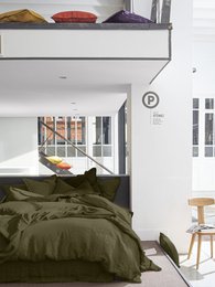DUVET COVER 260X240CM 100% WASHED LINEN OLIVE