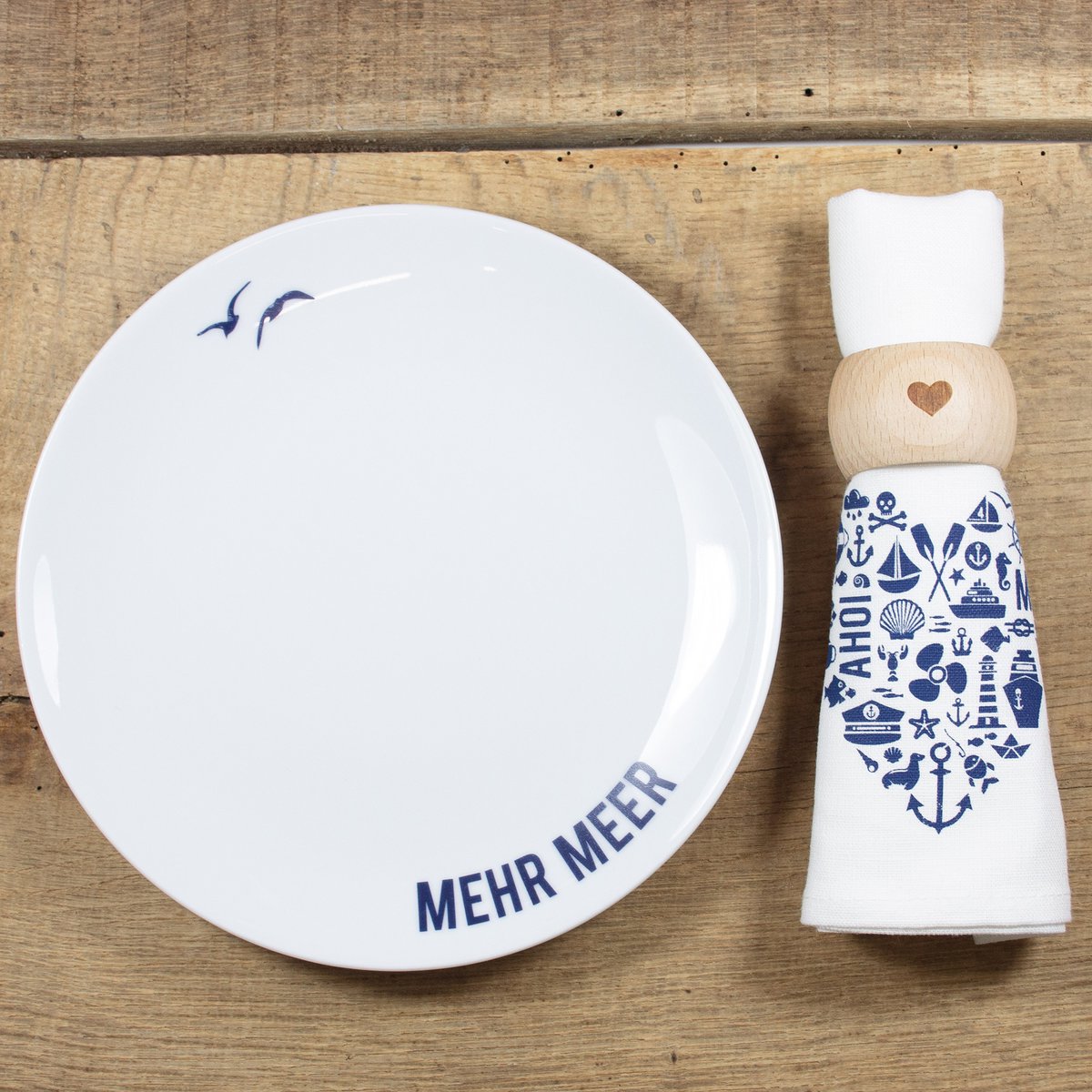tovagliolo mezzo lino marittimo cuore "Nordic by Heart"