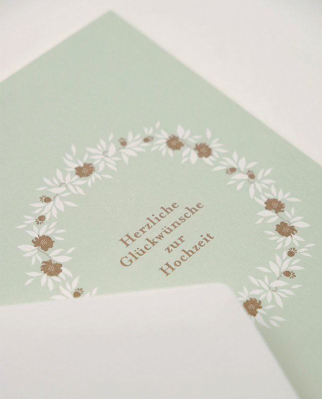 Hochzeitskarte Goldene Blüten