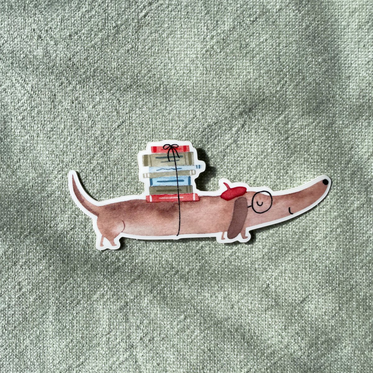 Vinyl sticker dachshund with books