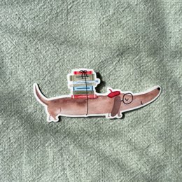Vinyl sticker dachshund with books