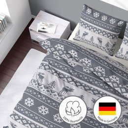 Beaver bed linen set 135x200cm Christmas in gray white