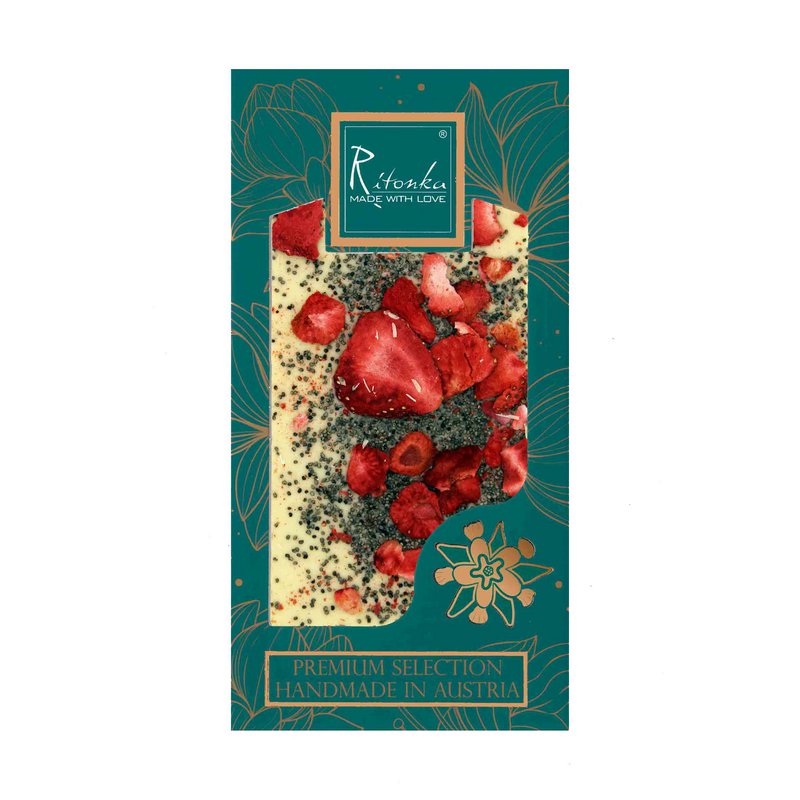 Premium white chocolate - poppy seed, strawberry