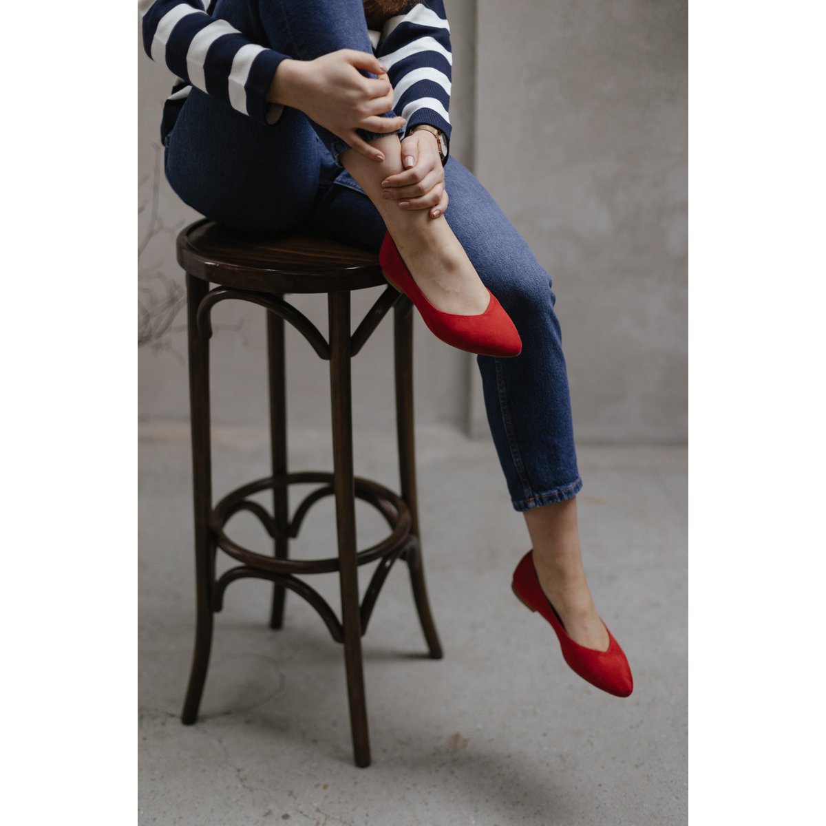 Klassieke ballerina's van suède - Audrey - Rood 34-42