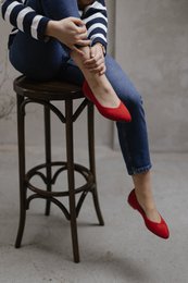 Ruskind klassiske ballerinaer - Audrey - Rød 34-42
