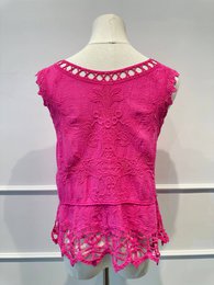 Camiseta sin mangas de encaje bordado - 100% - Made in ITALY