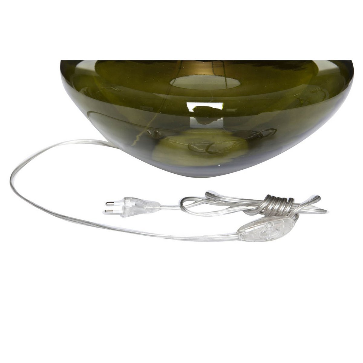 Table lamp glass green bulbous with lampshade glass lamp