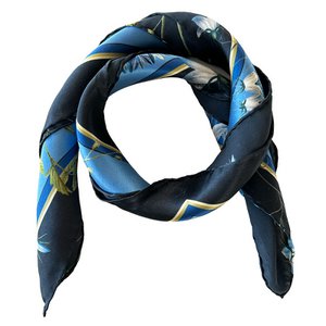 Seidenschal - Blue Flower Garden JL - Hellblau 50x50 cm