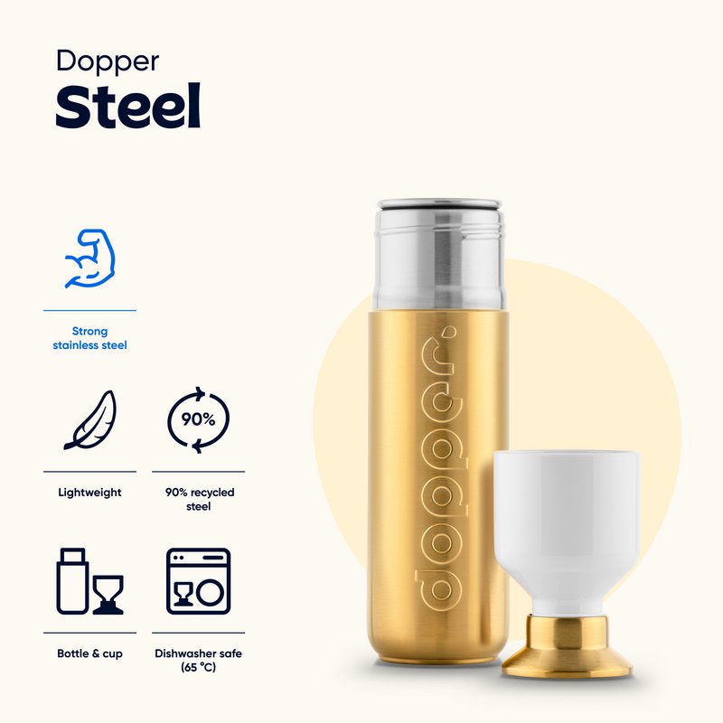 Dopper Steel fles 490 ml Goud