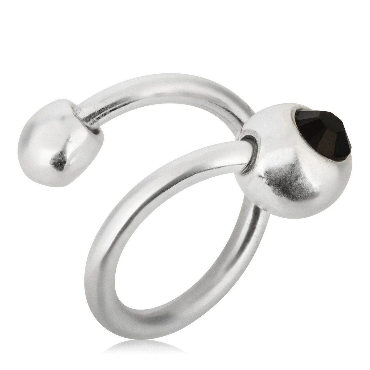 Bague-Swarovski noir plaqué argent