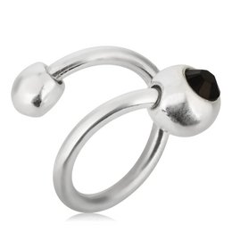 Bague-Swarovski noir plaqué argent