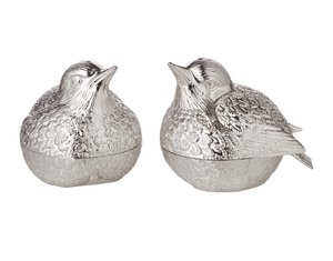 EDZARD salt and pepper shaker sparrows, height 6 cm, silver-plated, tarnish-resistant