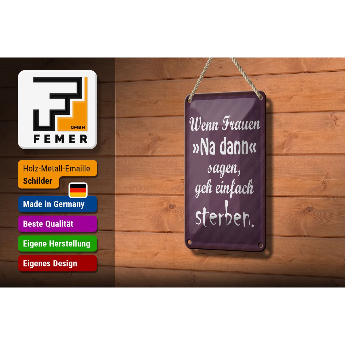 Tinnen bord met de tekst 12x18cm Vrouwen, zeg dan 'go die' decoratie