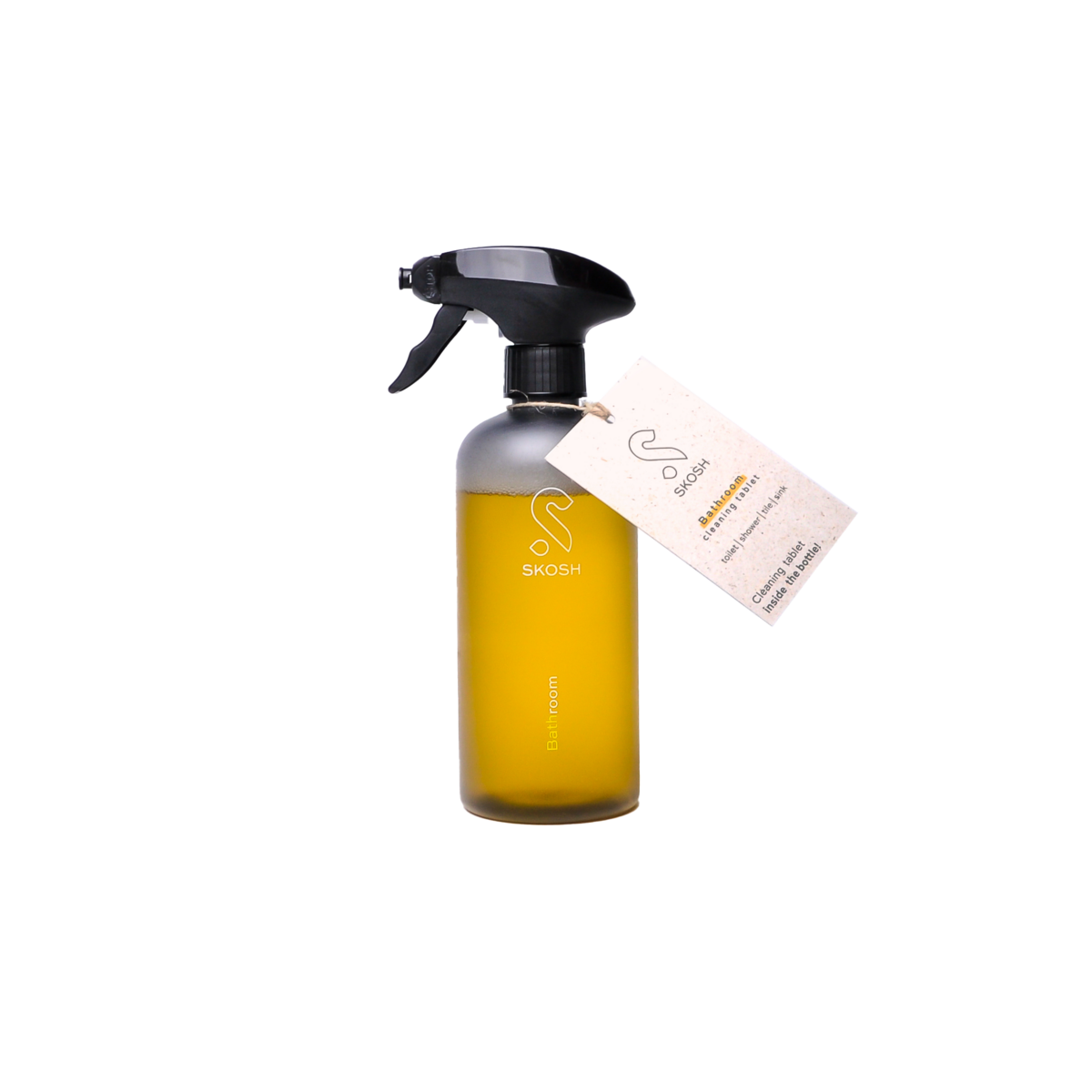 Bathroom Cleaner, bottle and tablet
