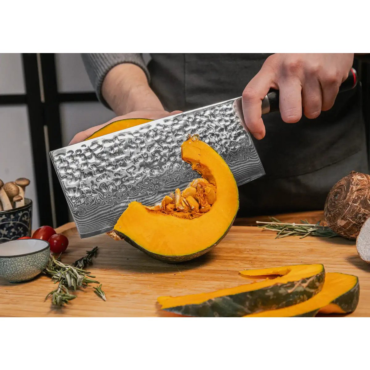 Damascus Cleaver Knife - 190 mm blade