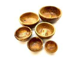 Set van 6 kommen ROND gemaakt van olijfhout
