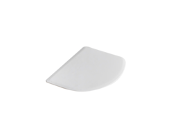 White spatula with a curved, horn-shaped handle.