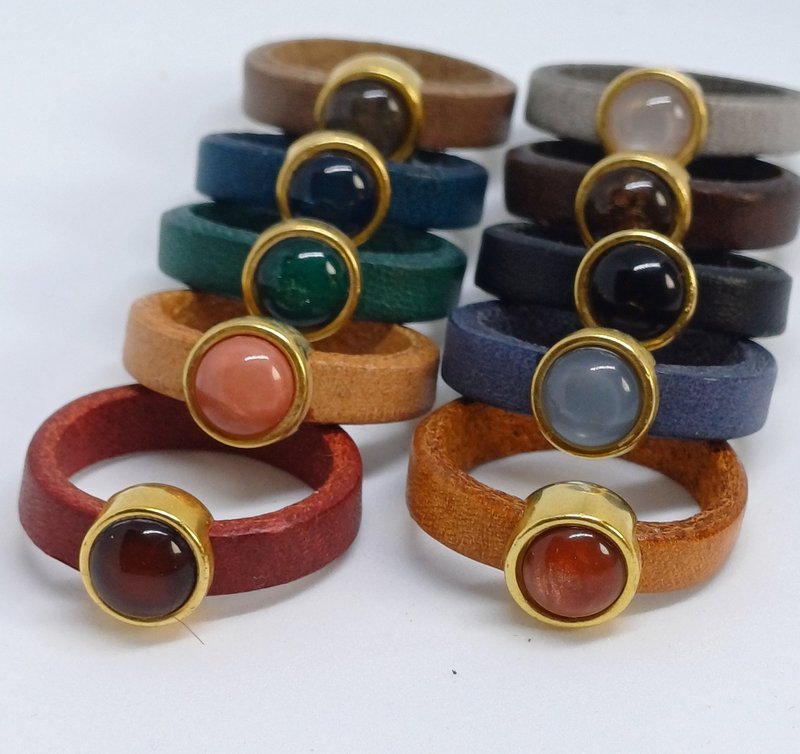 Leren ringen 5mm 24K gold met Swarovski element (10x)