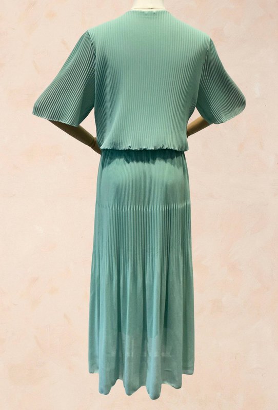Vestido Largo Plisado Escote Pico - VISCOSA - 31109