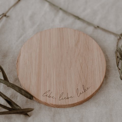 Coasters made of oak Live Love Laugh (PU = 8 pieces)