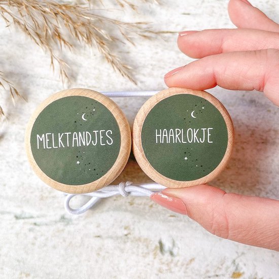 Bewaardoosje Melktandjes + Haarlokje (SET) | Donker groen