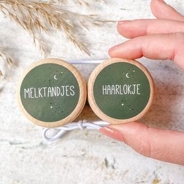 Bewaardoosje Melktandjes + Haarlokje (SET) | Donker groen
