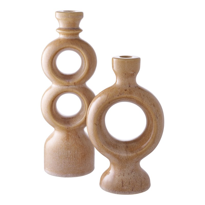 Candle Holder - Brown,  Ceramic, 13.5x8.8x23.5 cm