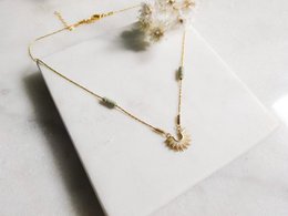 Litha halskæde, khaki solguld choker, mat guld og pailletter