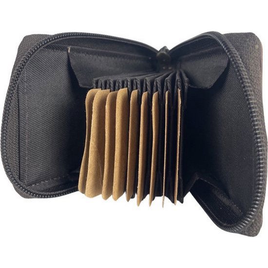 Card holder with zipper anti skim rfid brown buffel leather women